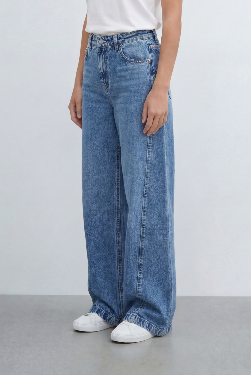 Women’s Tomato Store Relaxed Barrel Jeans Curved Wide Leg Pants Washed Denim Finish