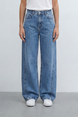 Women’s Tomato Store Relaxed Barrel Jeans Curved Wide Leg Pants Washed Denim Finish