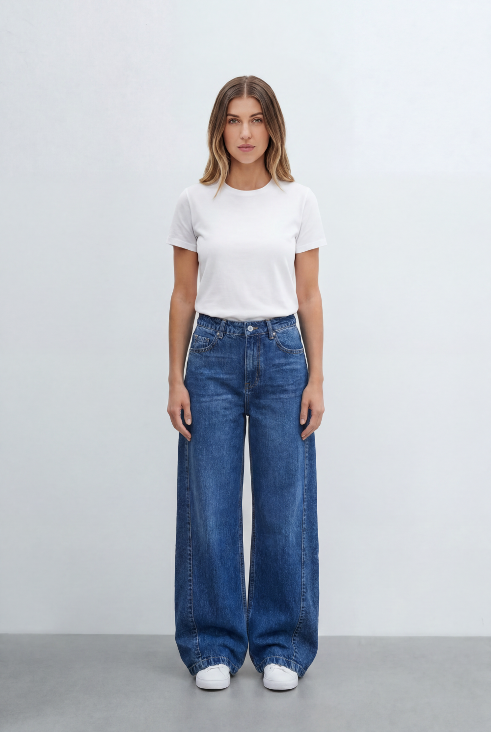 Women’s Tomato Store Relaxed Barrel Jeans Curved Wide Leg Pants Washed Denim Finish