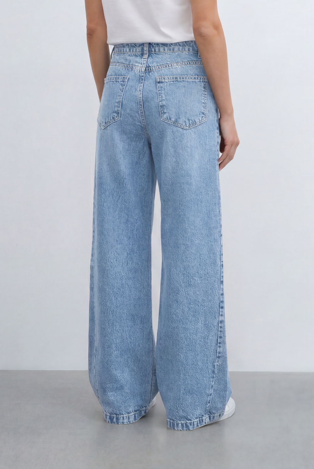 Women’s Tomato Store Relaxed Barrel Jeans Curved Wide Leg Pants Washed Denim Finish