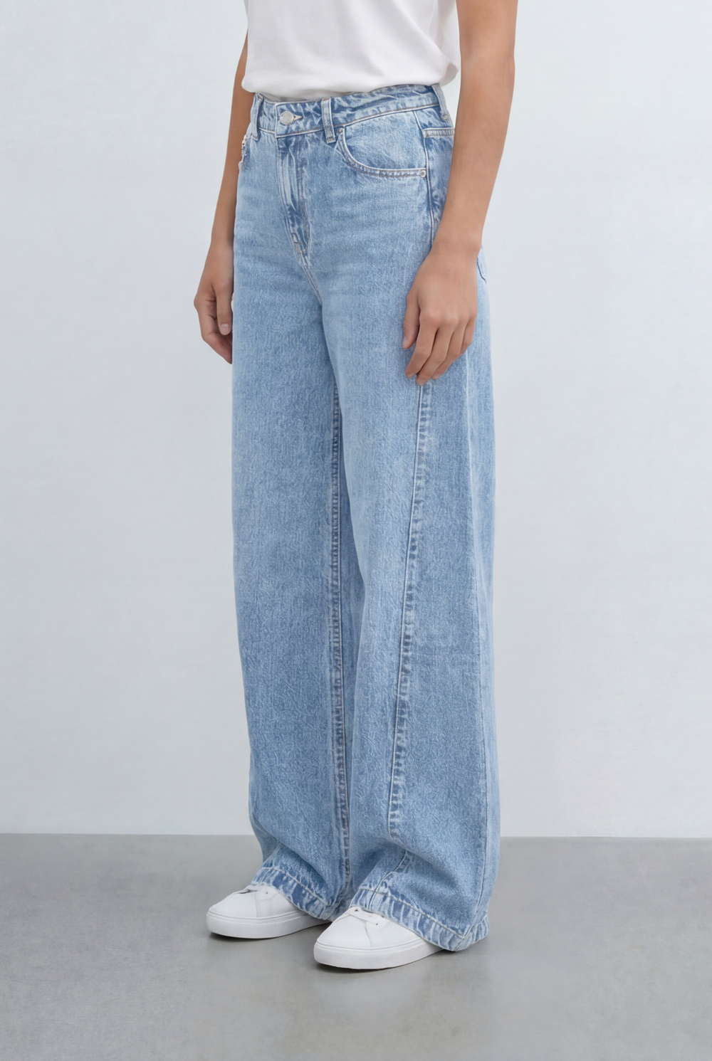 Women’s Tomato Store Relaxed Barrel Jeans Curved Wide Leg Pants Washed Denim Finish