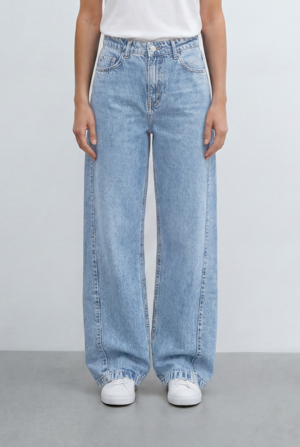 Women’s Tomato Store Relaxed Barrel Jeans Curved Wide Leg Pants Washed Denim Finish