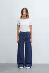 Women’s Tomato Store Dark Wash Palazzo Jeans Pants High Rise Waist Extra Wide Leg Shape