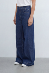Women’s Tomato Store Dark Wash Palazzo Jeans Pants High Rise Waist Extra Wide Leg Shape