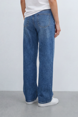 Women’s Tomato Store Classic Wide Leg Jeans Mid Rise Waist Clean Dark Wash Finish Pants