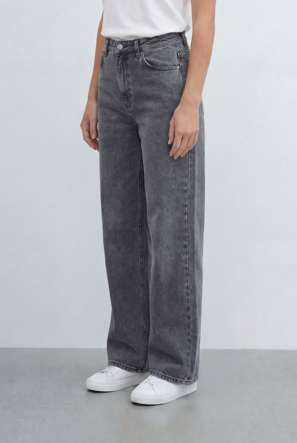 Women’s Tomato Store Classic Wide Leg Jeans Mid Rise Waist Clean Dark Wash Finish Pants
