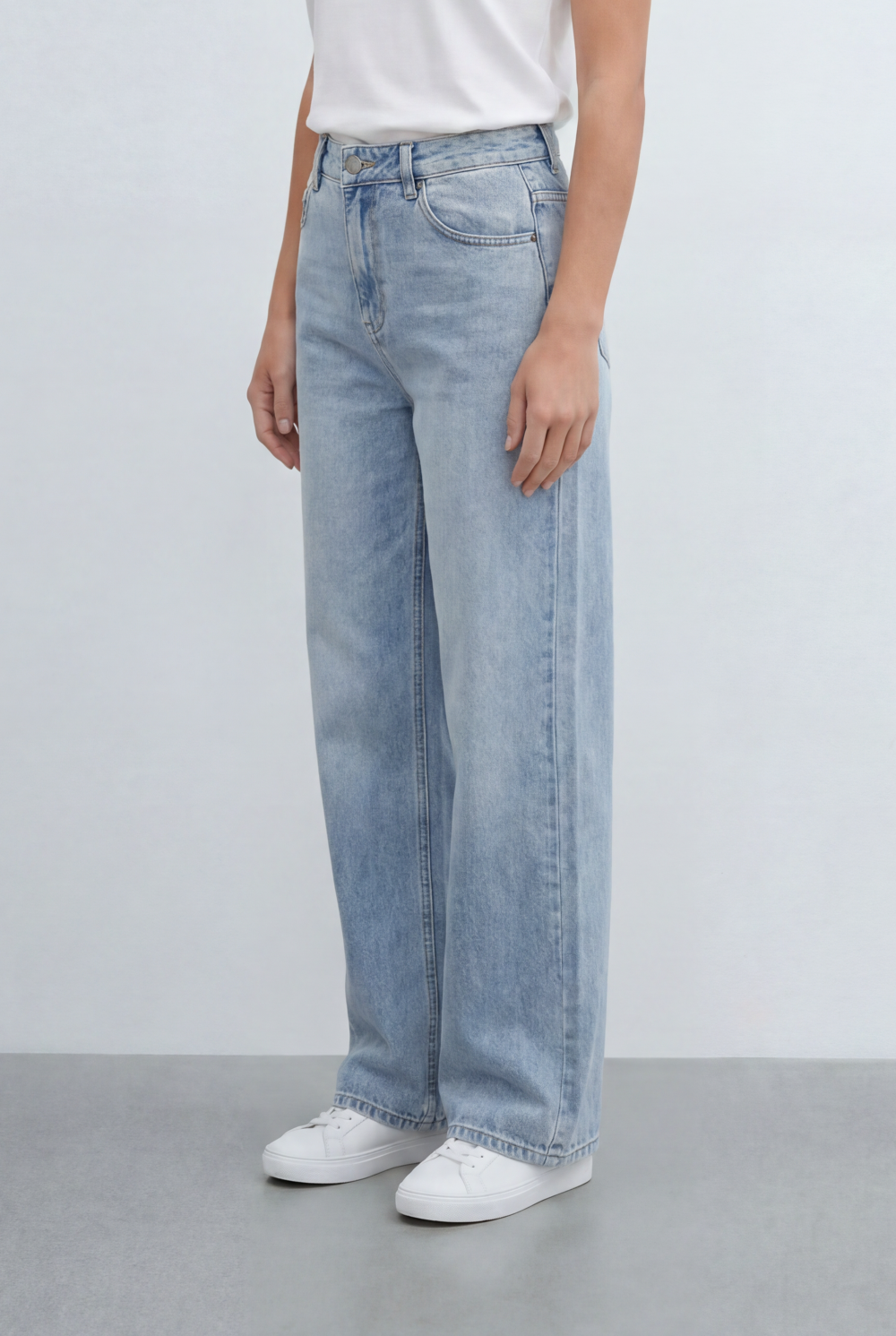 Women’s Tomato Store Classic Wide Leg Jeans Mid Rise Waist Clean Dark Wash Finish Pants