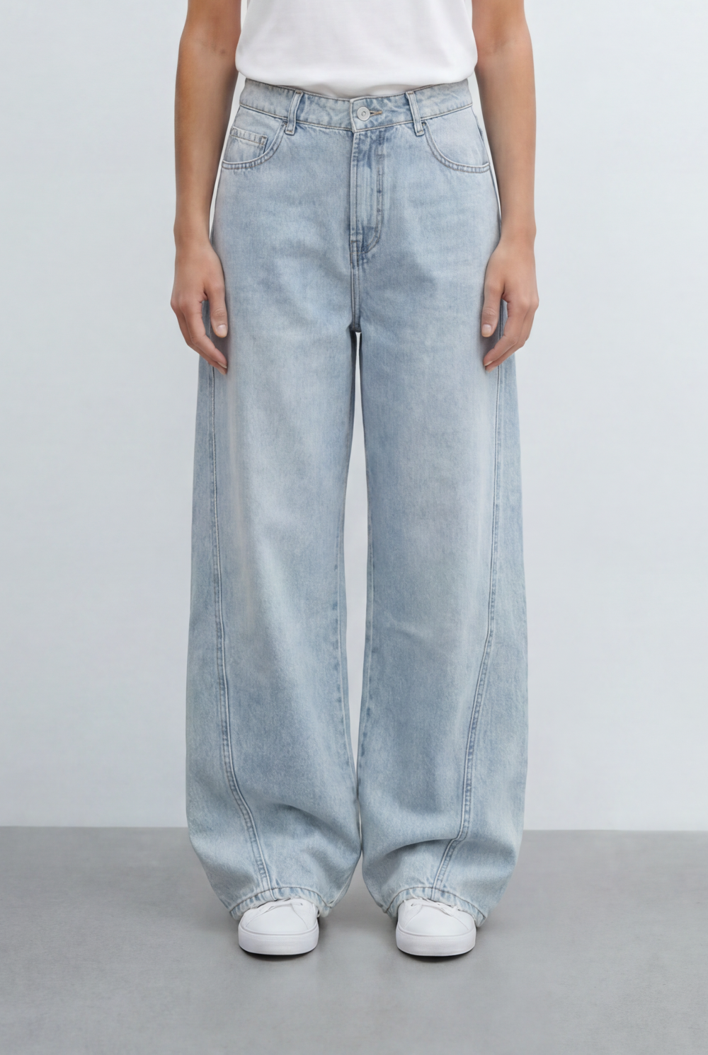 Women’s Tomato Store Contrast Stitch Wide Leg Denim Jeans Pants