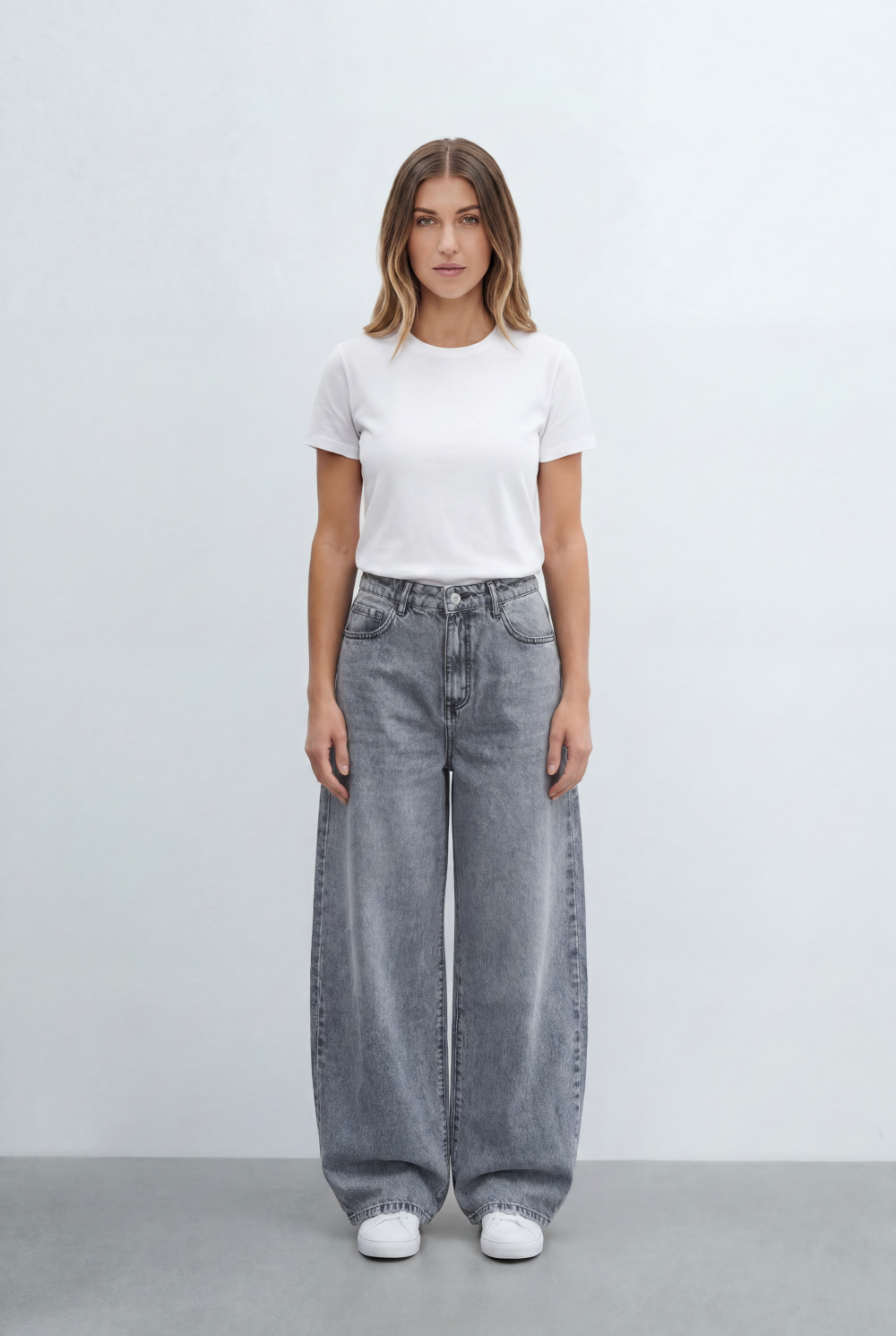 Women’s Tomato Store Wide Leg Jeans Curved Oversized Silhouette Denim Pants