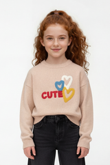 Girl’s Slim Fit Cute Print Round Neck Pullover