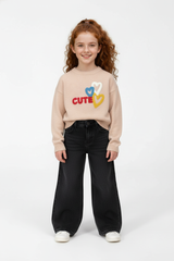 Girl’s Slim Fit Cute Print Round Neck Pullover