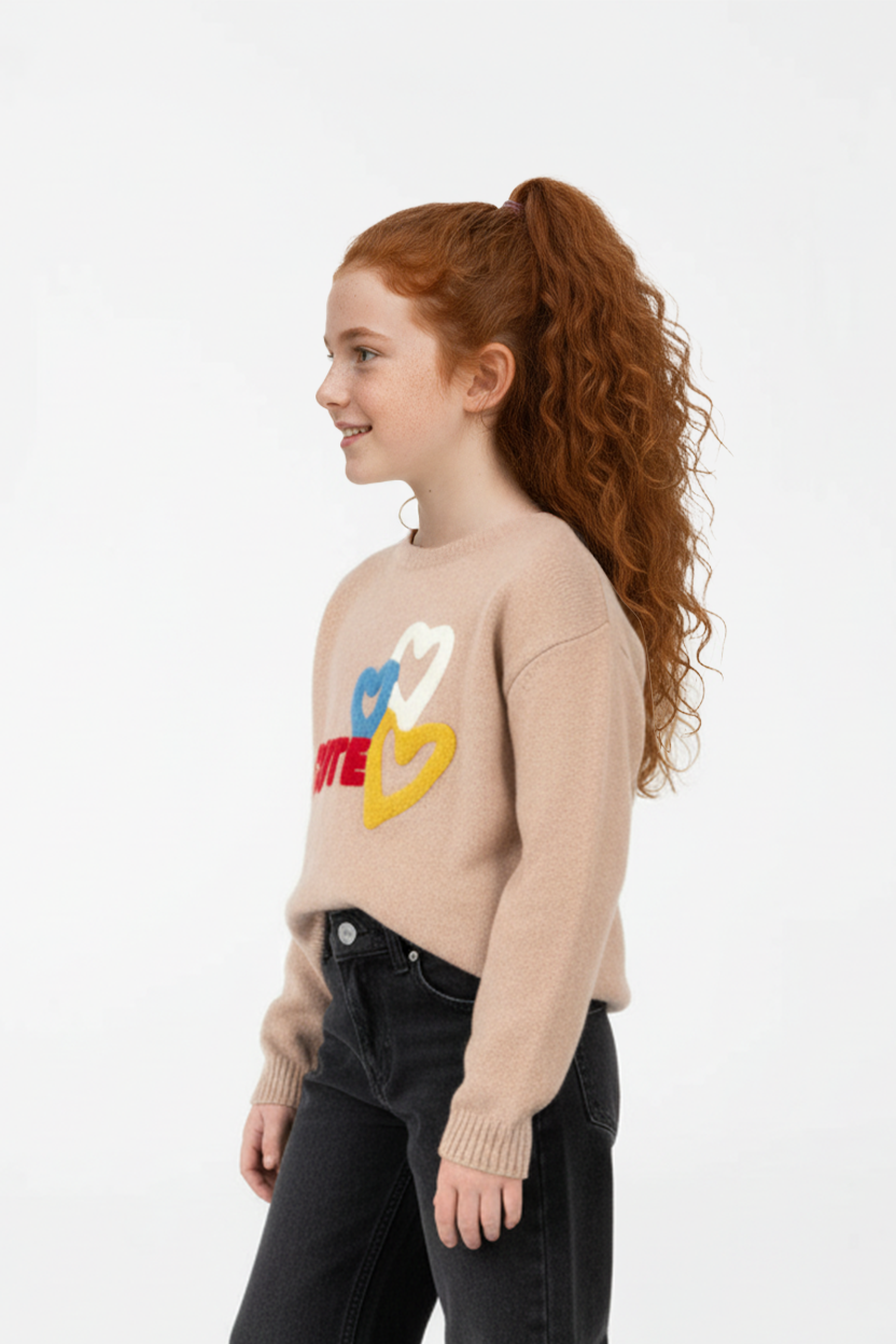 Girl’s Slim Fit Cute Print Round Neck Pullover