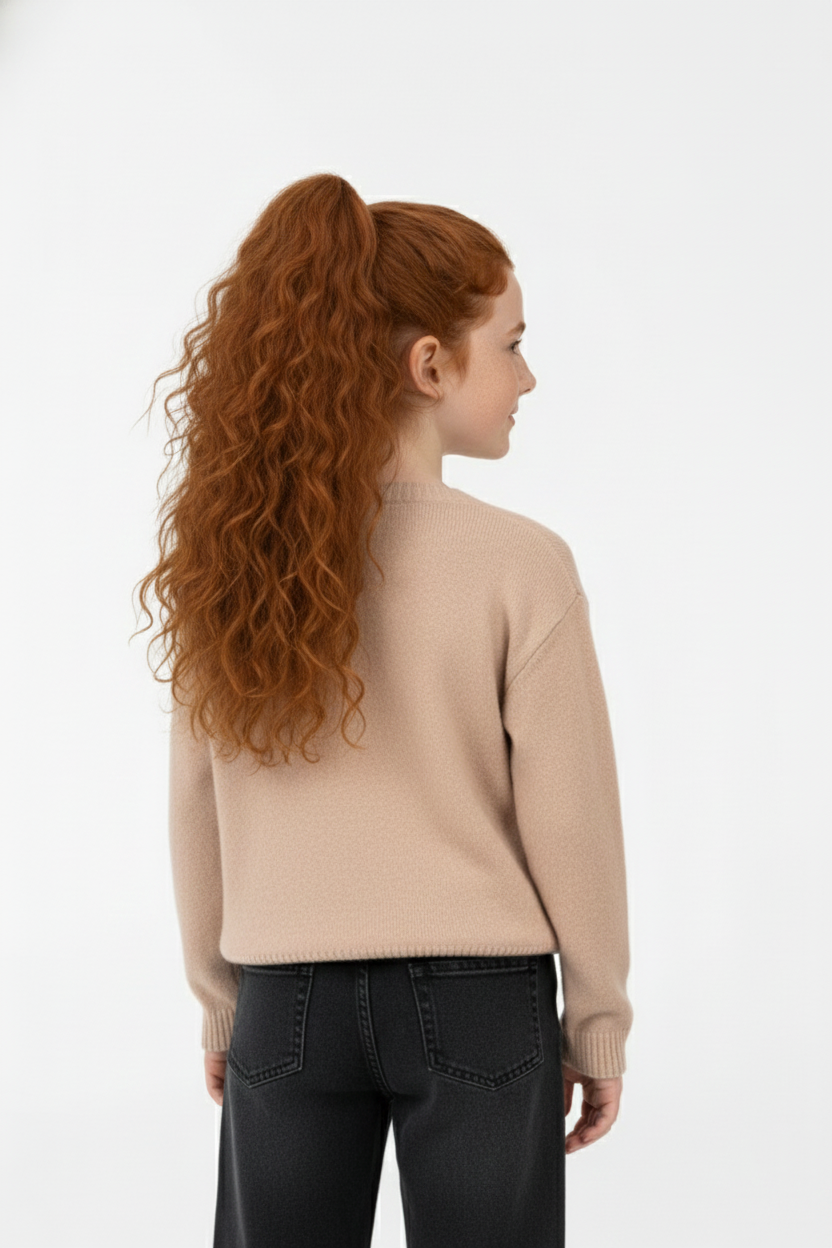 Girl’s Slim Fit Cute Print Round Neck Pullover