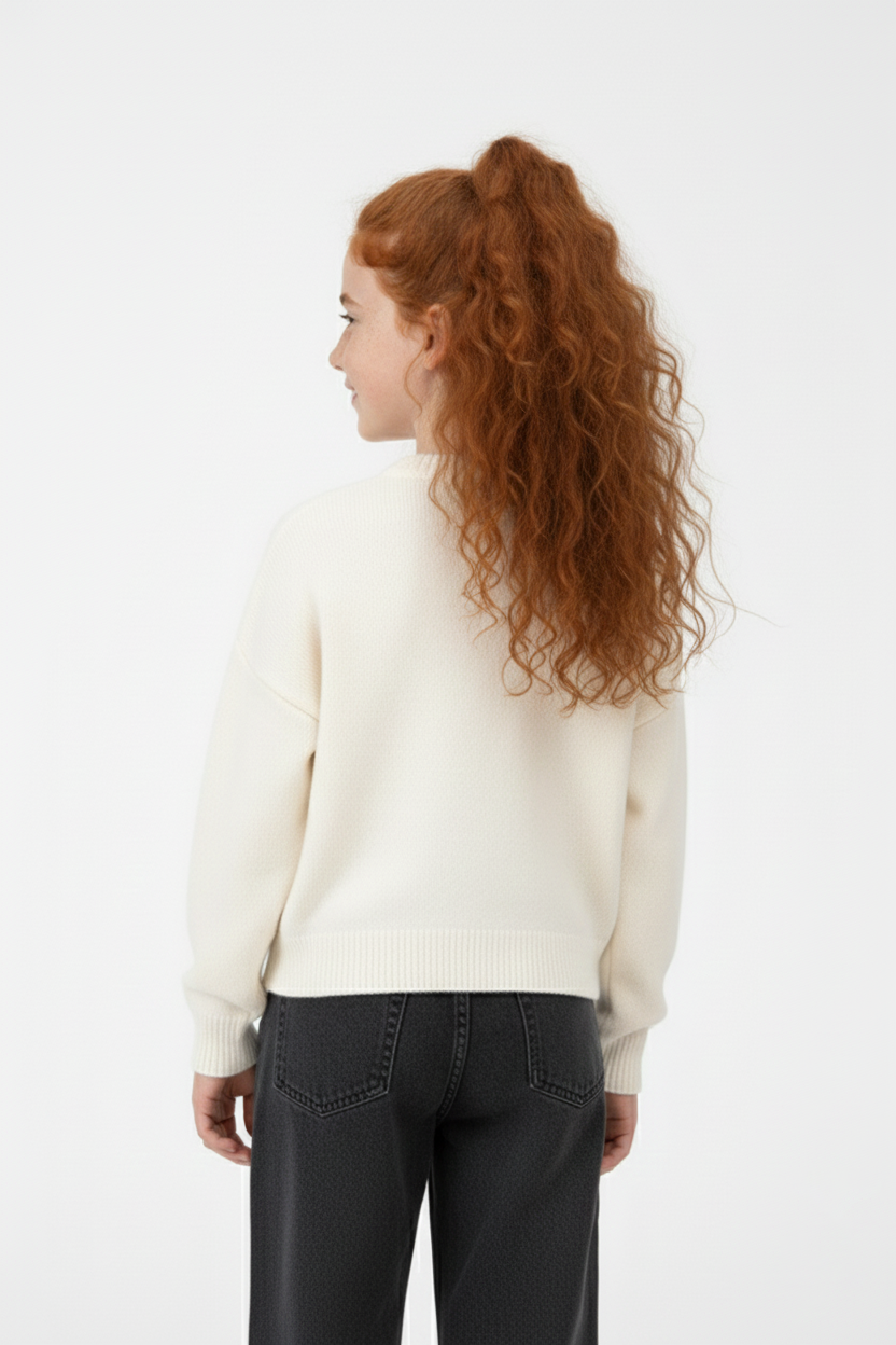 Girl’s Slim Fit Cute Print Round Neck Pullover