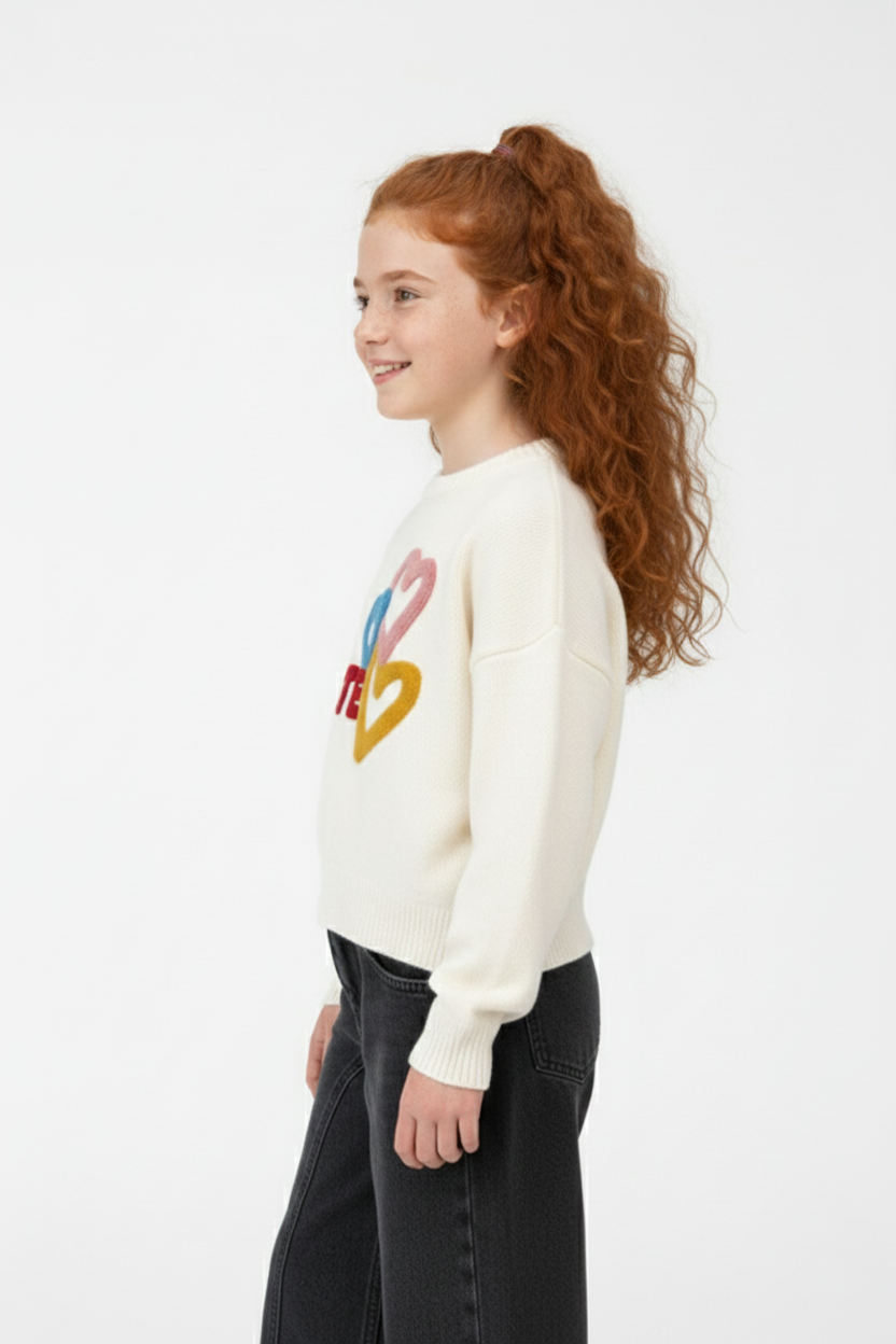 Girl’s Slim Fit Cute Print Round Neck Pullover