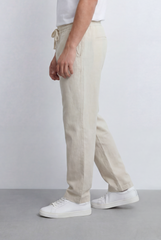 Men’s Tomato Store Drawstring Basic Linen Pants Relaxed Bagy Elastic Waistband