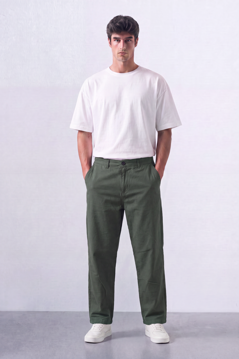 Men’s Tomato Store Cord Line Chino Staight Linen Pants Fine Vertical Rib Texture Sharpens The Clean Tailored Look