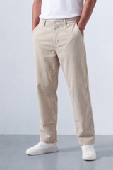 Men’s Tomato Store Cord Line Chino Staight Linen Pants Fine Vertical Rib Texture Sharpens The Clean Tailored Look