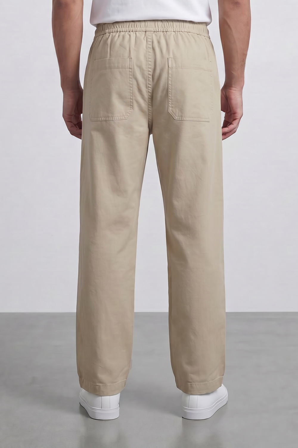 Men's Tomato Store Linen Blend Pants Elastic Drawstring Waist Natural Woven Texture Wide Leg