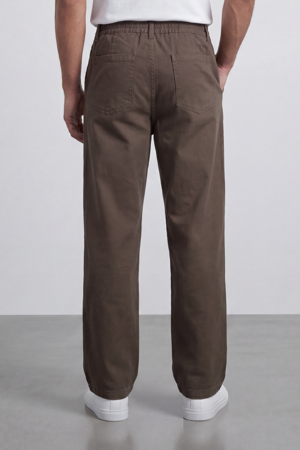 Men's Tomato Store Linen Blend Pants Elastic Drawstring Waist Natural Woven Texture Wide Leg