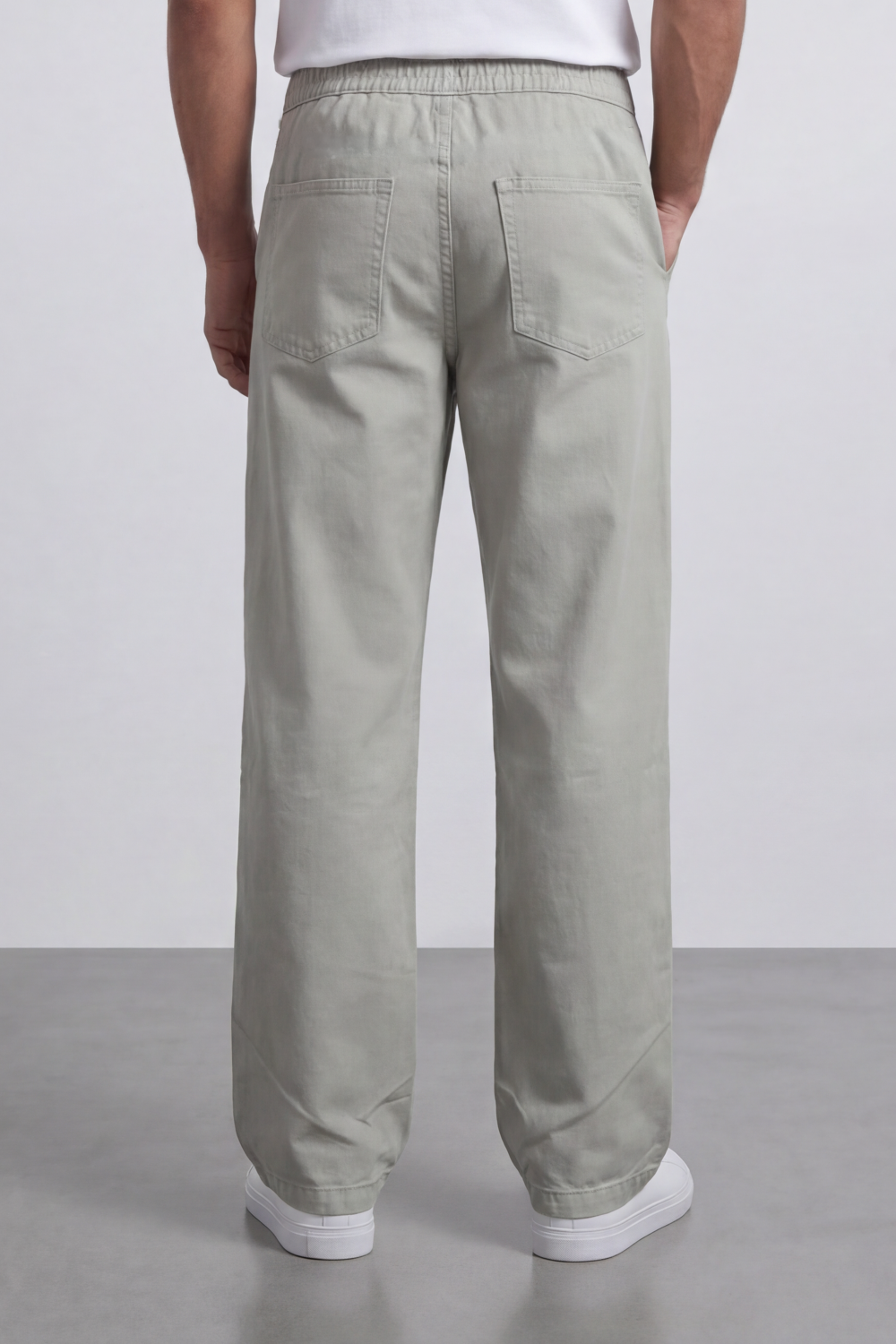 Men's Tomato Store Linen Blend Pants Elastic Drawstring Waist Natural Woven Texture Wide Leg
