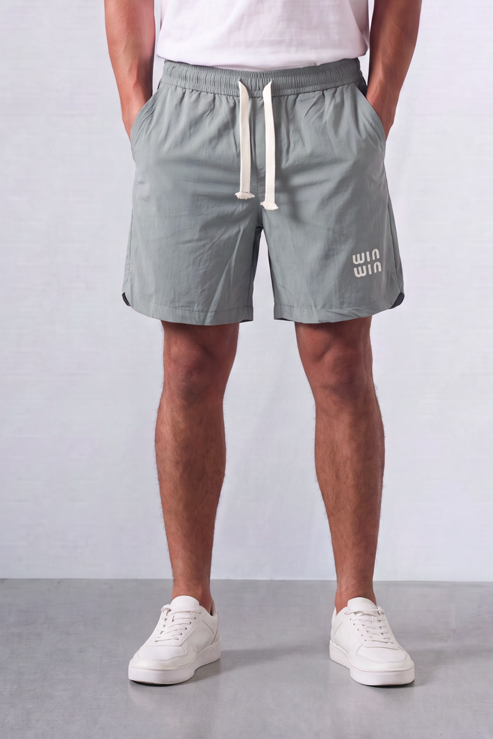 Men’s Tomato Store Win Wave Shorts Light Crinkle Surface Contrast Drawcord Side Pockets Small Win Win Leg Print Waterproof