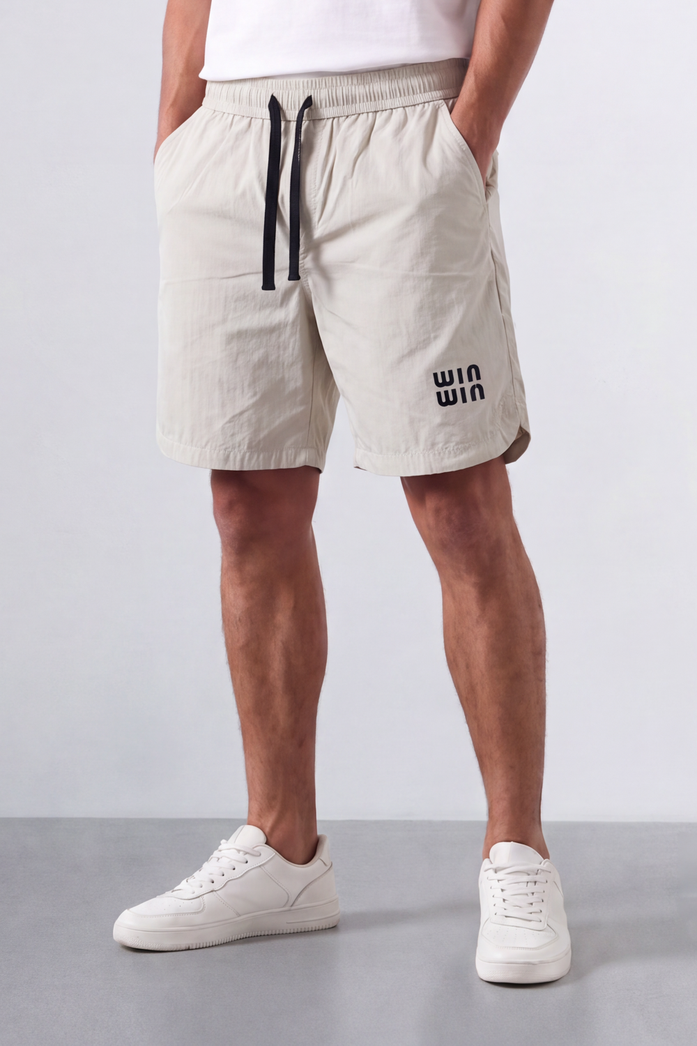 Men’s Tomato Store Win Wave Shorts Light Crinkle Surface Contrast Drawcord Side Pockets Small Win Win Leg Print Waterproof