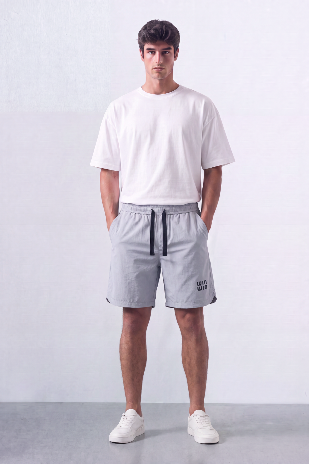 Men’s Tomato Store Win Wave Shorts Light Crinkle Surface Contrast Drawcord Side Pockets Small Win Win Leg Print Waterproof