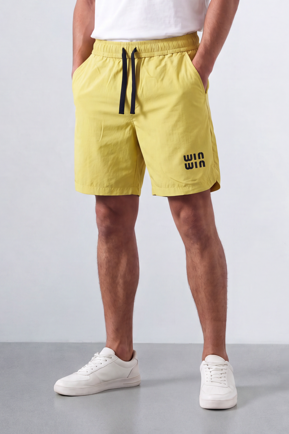 Men’s Tomato Store Win Wave Shorts Light Crinkle Surface Contrast Drawcord Side Pockets Small Win Win Leg Print Waterproof