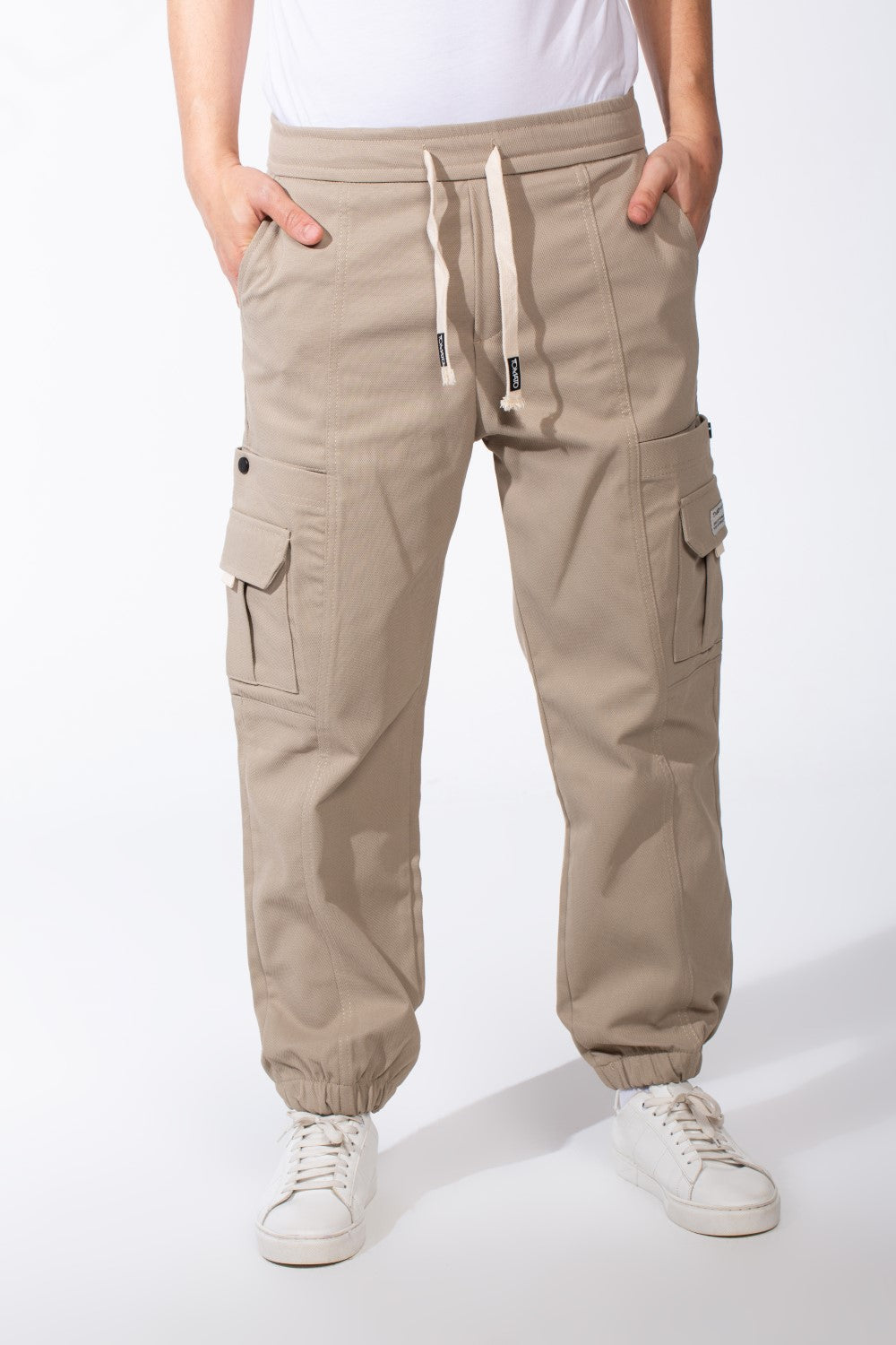Men's Casual Joggar With Elastic Waistband And Ankles Multiple Pockets Flip Details Modern Sporty Cargo Pants