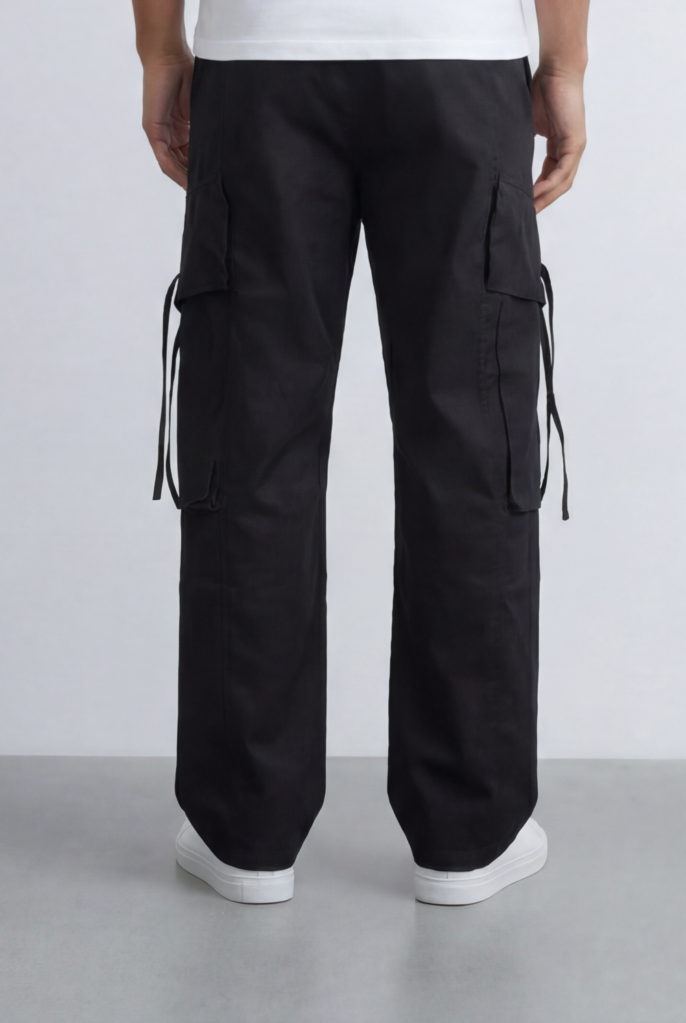 Men's Stacked Utility Pockets Unique Double Flap Elasticated Drawstring Waist Smart Casual Soft Waterproof Cargo Pants