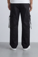 Men's Stacked Utility Pockets Unique Double Flap Elasticated Drawstring Waist Smart Casual Soft Waterproof Cargo Pants