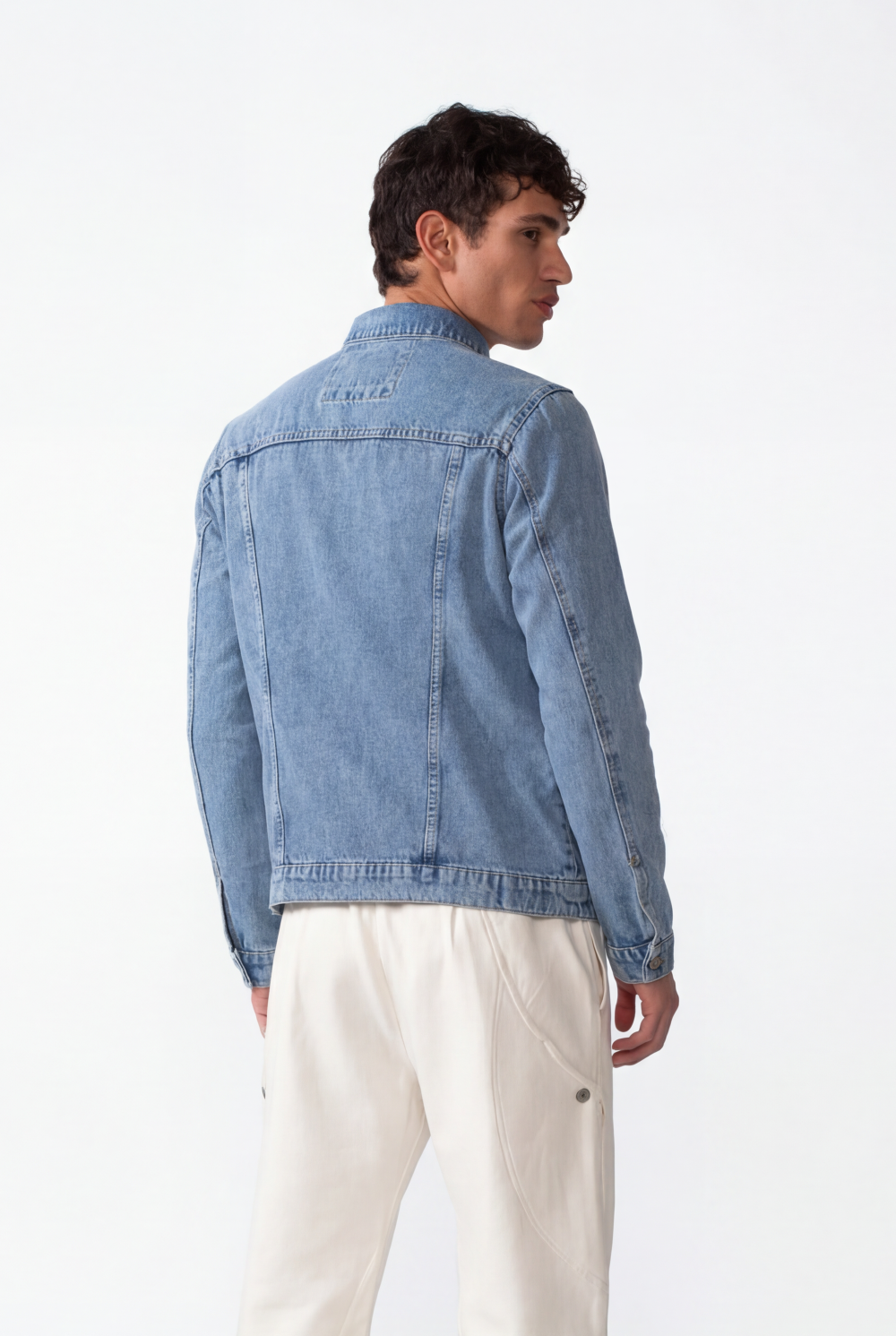 Men's Slim Fit Full Zip Long Sleeves Jeans Jacket With Pockets