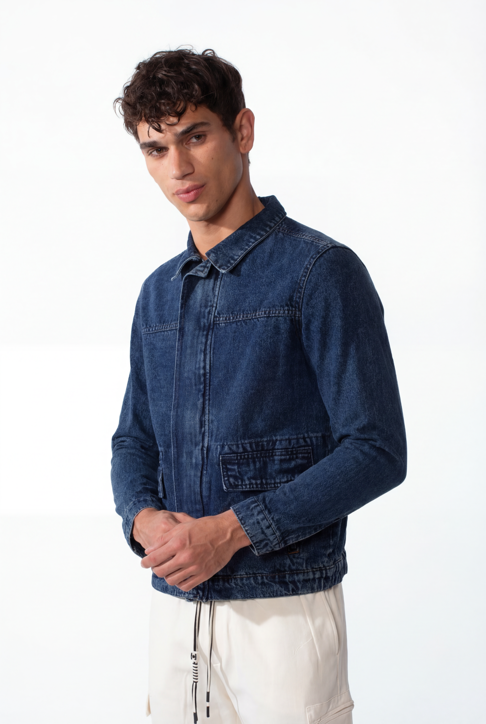 Men's Slim Fit Full Zip Long Sleeves Jeans Jacket With Pockets