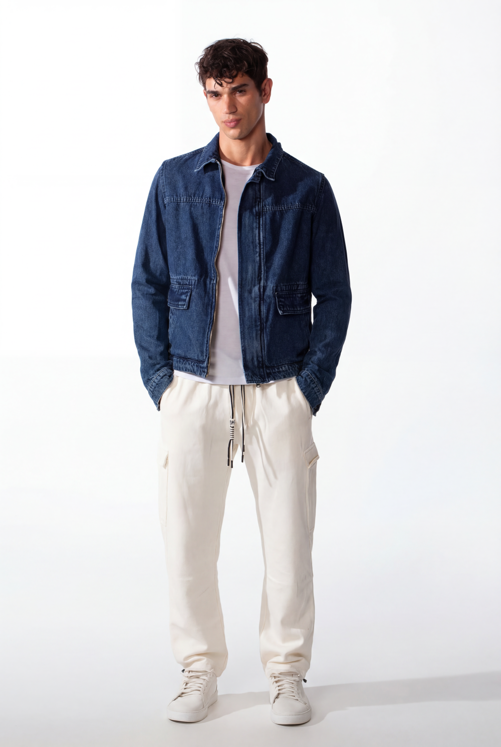 Men's Slim Fit Full Zip Long Sleeves Jeans Jacket With Pockets