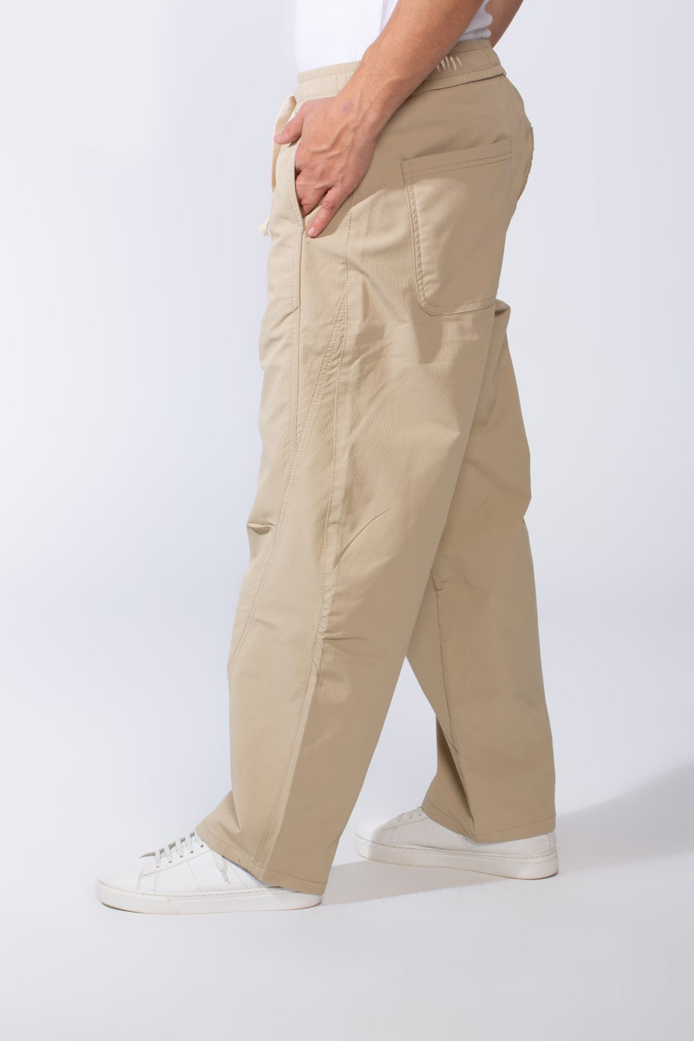 Men's Waterproof Elastic Waistband With Side Pockets Comfy Daily Wear Wide Leg Pants