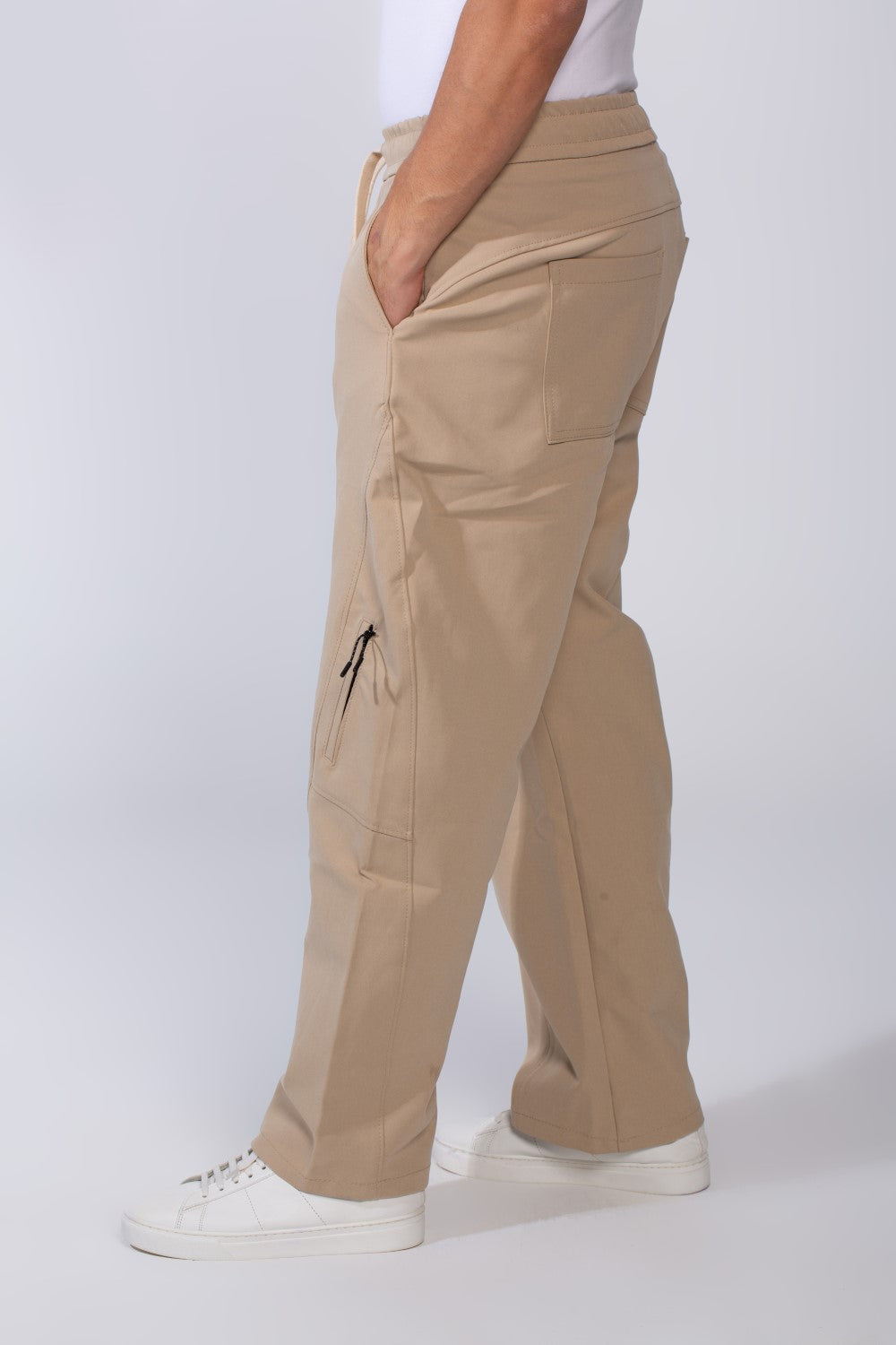 Men's Modern With Zipper Pockets Elasticated waistband Gabarden Fabric comfortable Wide Leg Pants