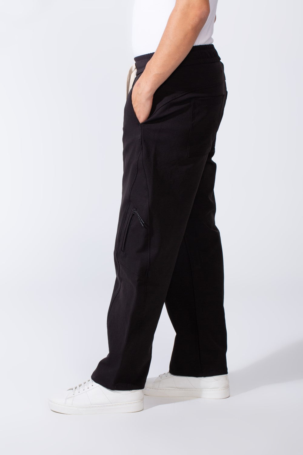 Men's Modern With Zipper Pockets Elasticated waistband Gabarden Fabric comfortable Wide Leg Pants