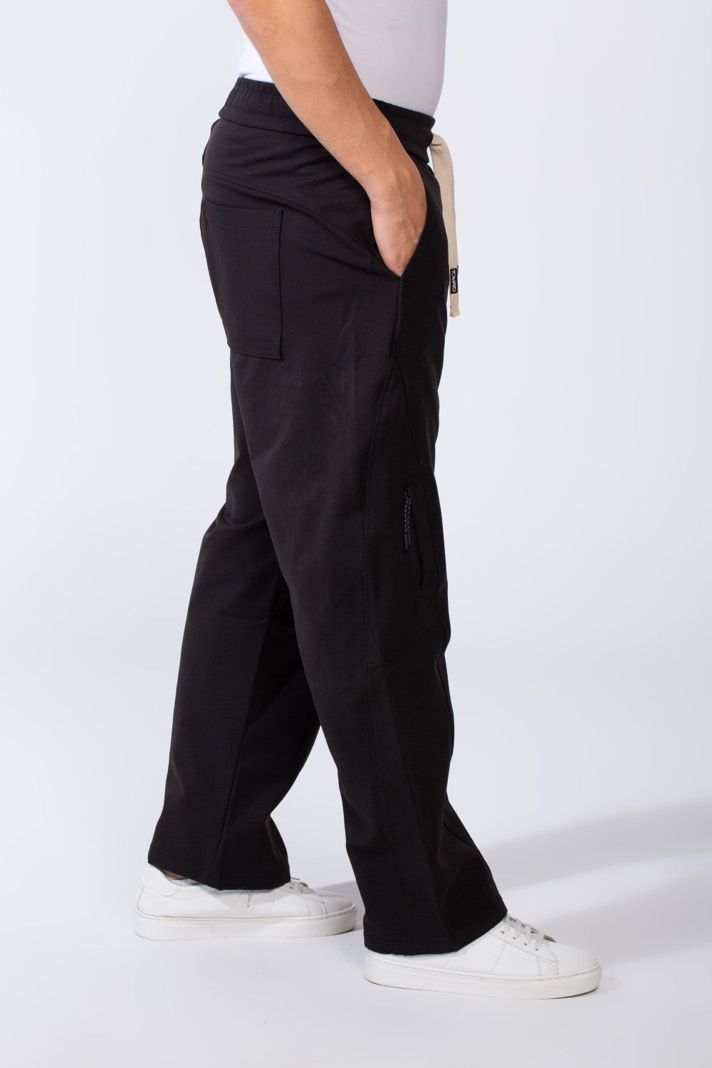 Men's Modern With Zipper Pockets Elasticated waistband Gabarden Fabric comfortable Wide Leg Pants