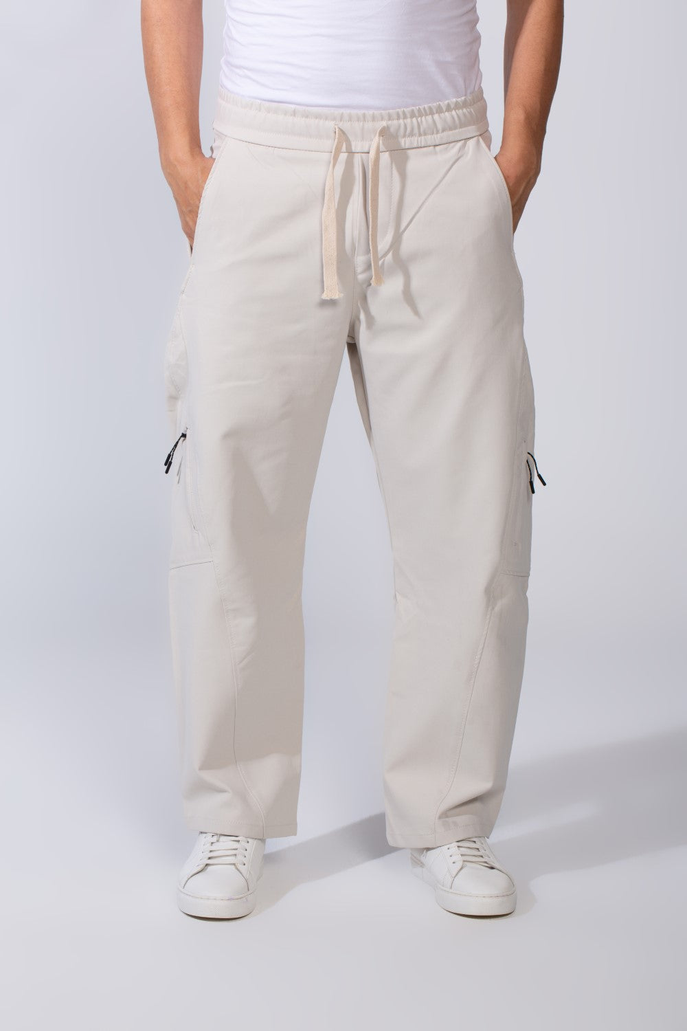 Men's Modern With Zipper Pockets Elasticated waistband Gabarden Fabric comfortable Wide Leg Pants