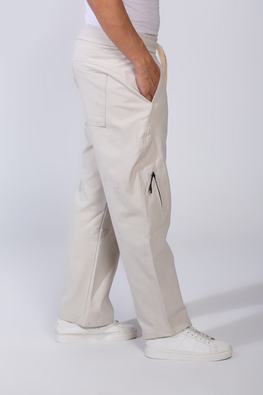 Men's Modern With Zipper Pockets Elasticated waistband Gabarden Fabric comfortable Wide Leg Pants