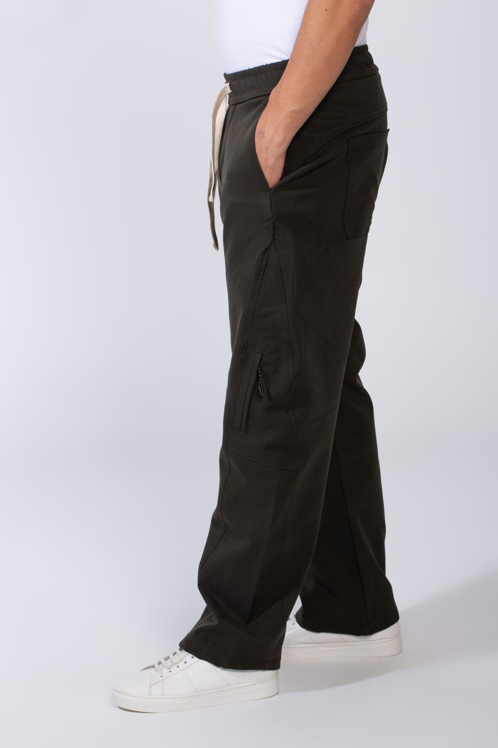Men's Modern With Zipper Pockets Elasticated waistband Gabarden Fabric comfortable Wide Leg Pants