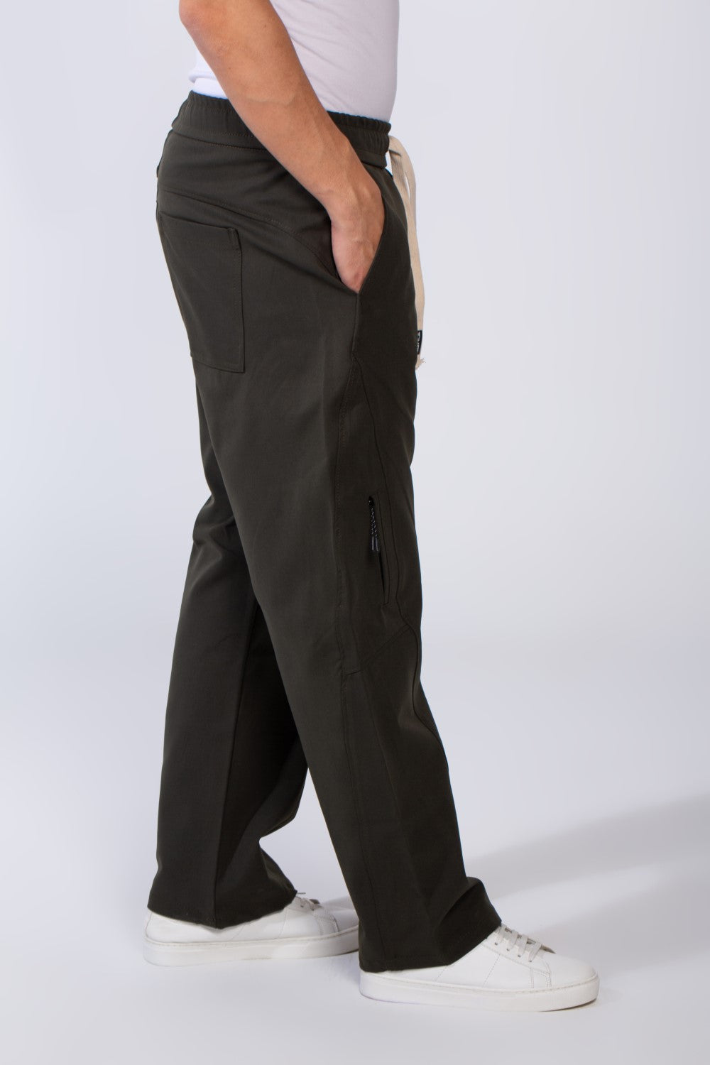 Men's Modern With Zipper Pockets Elasticated waistband Gabarden Fabric comfortable Wide Leg Pants