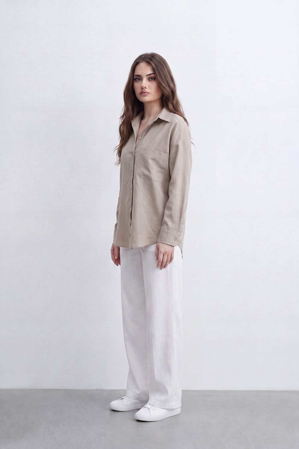 Women’s Tomato Store Soft Utility Blouse Washed Plain Surface With Subtle Grain Depth Button