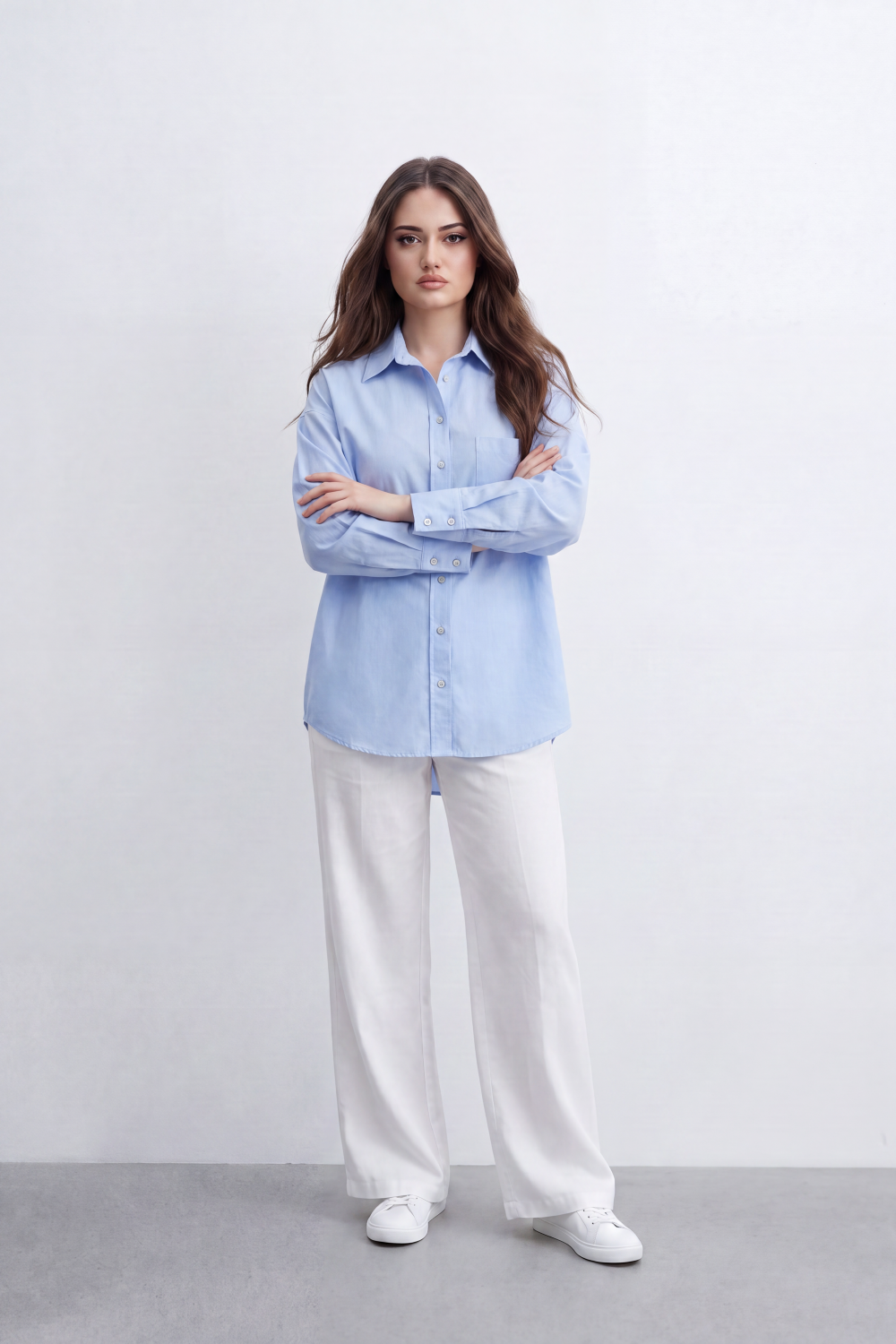 Women’s Tomato Store Soft Utility Blouse Washed Plain Surface With Subtle Grain Depth Button