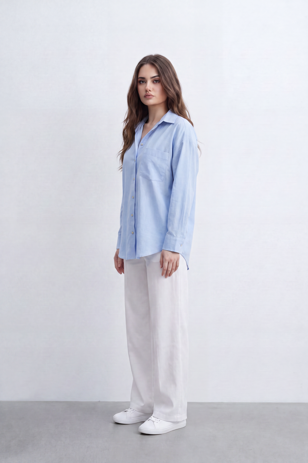 Women’s Tomato Store Soft Utility Blouse Washed Plain Surface With Subtle Grain Depth Button
