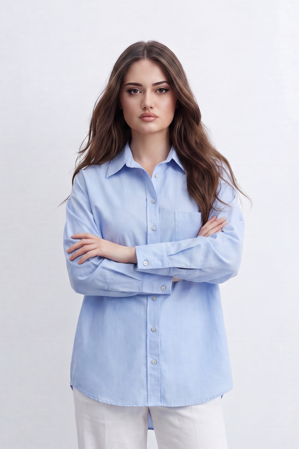 Women’s Tomato Store Soft Utility Blouse Washed Plain Surface With Subtle Grain Depth Button