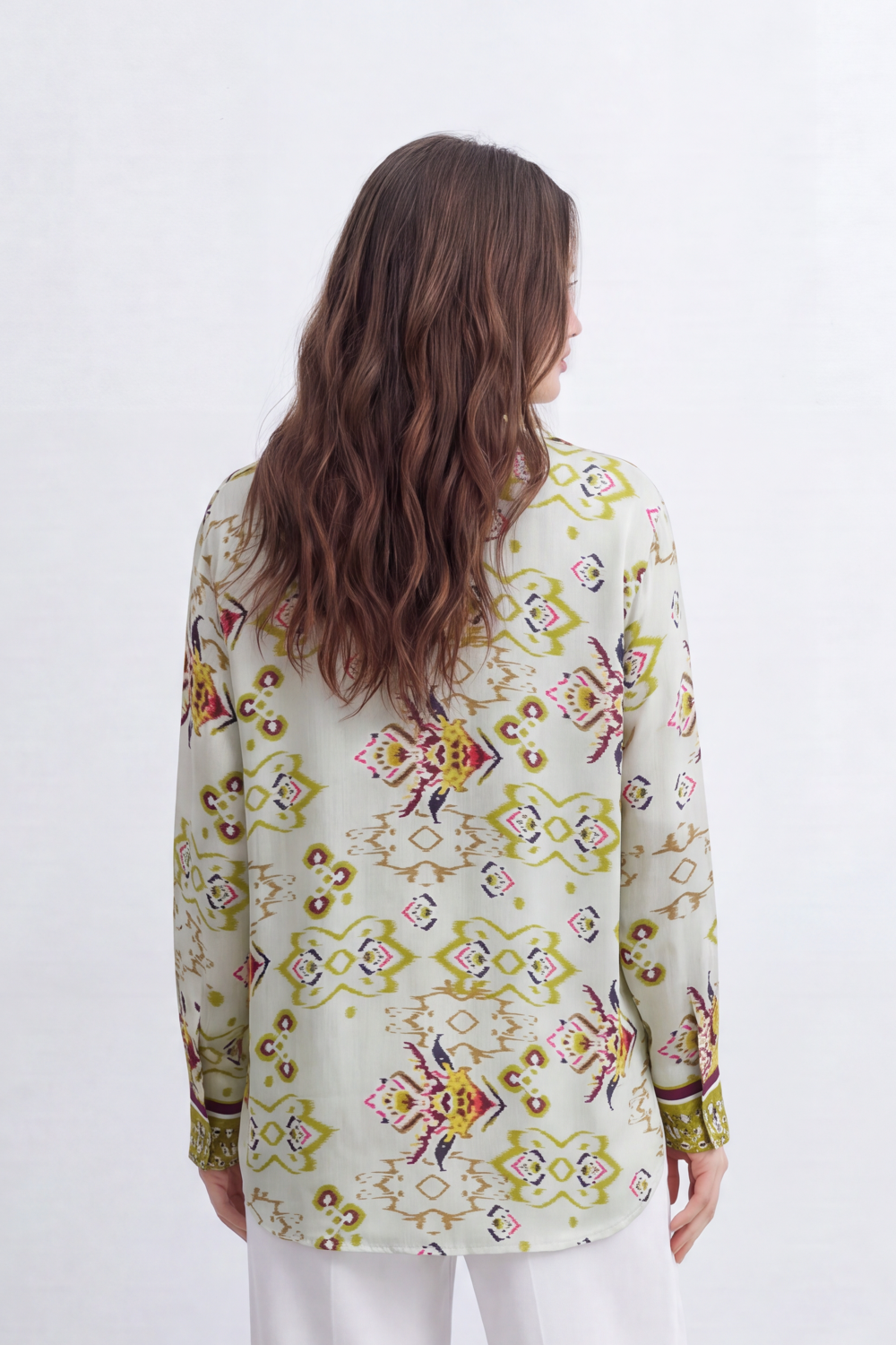 Women’s Tomato Store Mosaic Border Blouse Ornamental Paisley And Floral Artwork Mixed Panel Layout Over