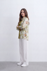 Women’s Tomato Store Mosaic Border Blouse Ornamental Paisley And Floral Artwork Mixed Panel Layout Over