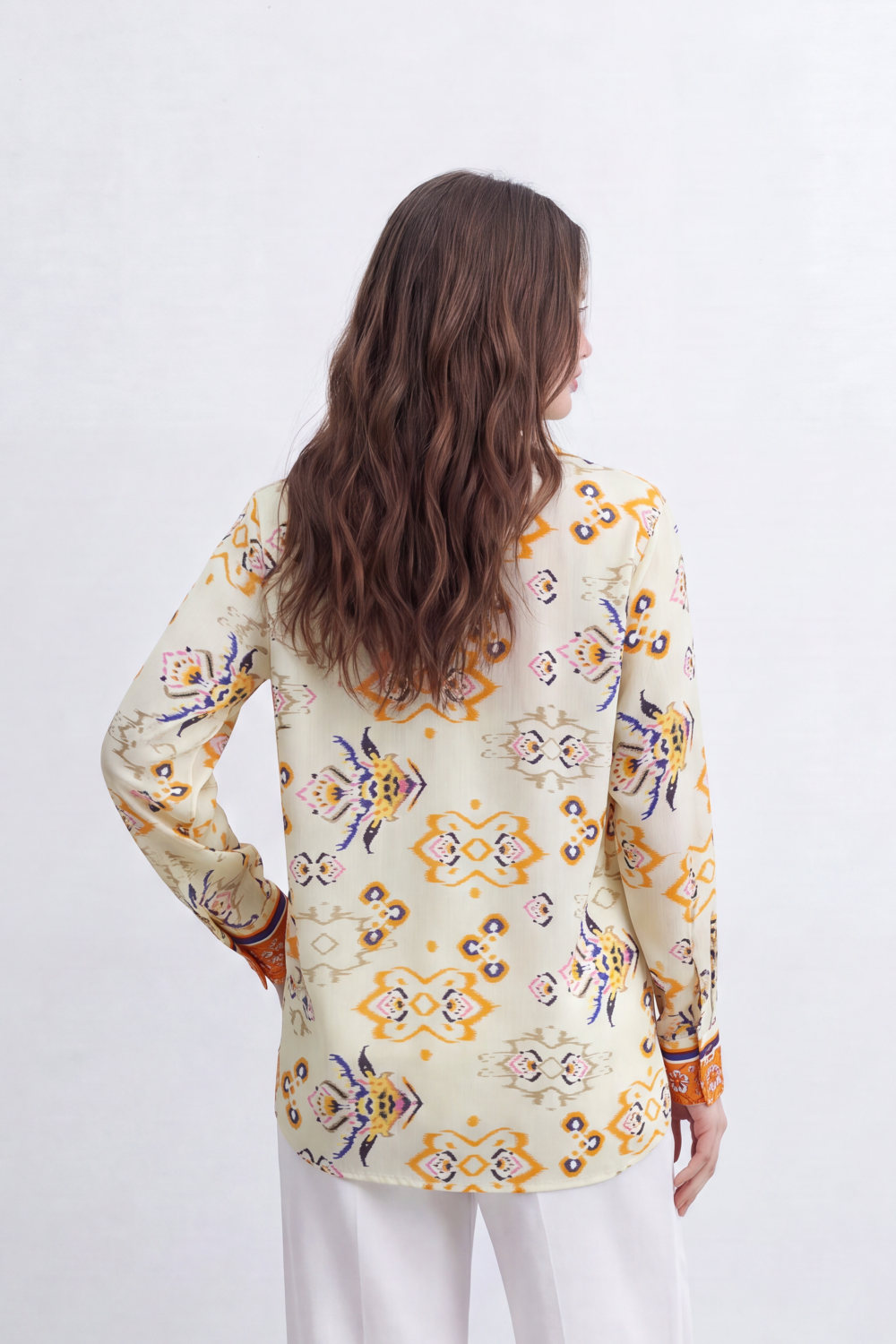 Women’s Tomato Store Mosaic Border Blouse Ornamental Paisley And Floral Artwork Mixed Panel Layout Over